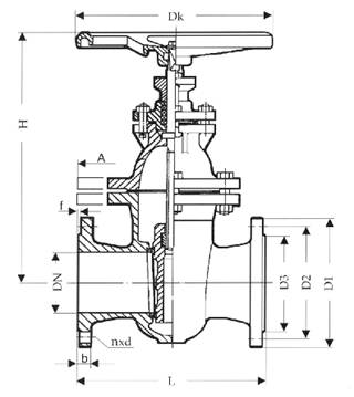 Gate valves, oval body, PN 10