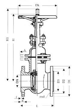 Gate valves, oval body, PN 16