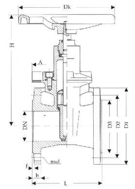 Gate valves, flat body, PN 10/16, DIN 3352-4