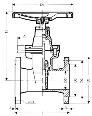 Gate valves, oval body, PN 10/16, DIN 3352-4